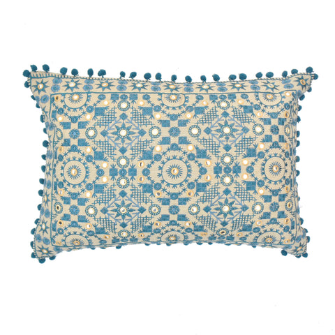 Blue Ethnic Embroidered Cushion Cover | 35 x 50 cm