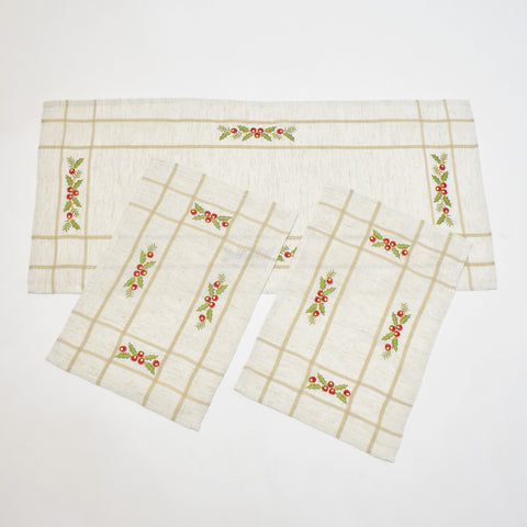 Linen-Like Christmas 3 Piece Tablecloths Set