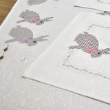 White Applique Bunnies 3 Piece Tablecloths Set