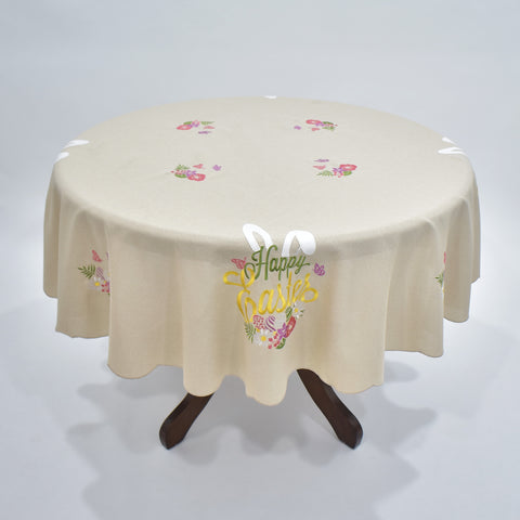 Happy Easter Beige Table Topper | 180cm Round