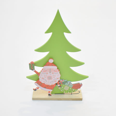Decorate Wooden Santa With Christmas Tree