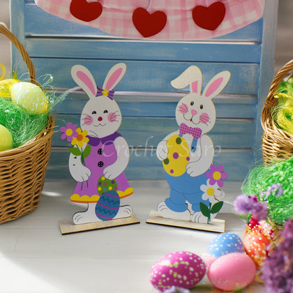 Wooden Blue & Purple Bunny