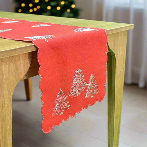 Red Christmas Tree Rope Table Runner | 16 x 72 inches