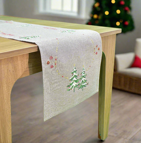 Grey Modern Christmas Tree Table Runner | 16 x 72 inches