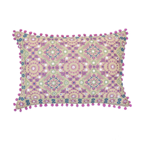Purple Ethnic Embroidered Cushion Cover | 35 x 50 cm