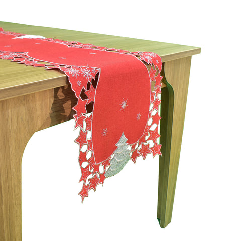 Red Shiny Christmas Tree Table Runner | 16 x 72 inches