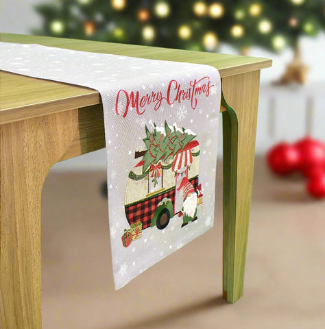 Grey Chrismas Applique Table Runner | 14 x 72 inches