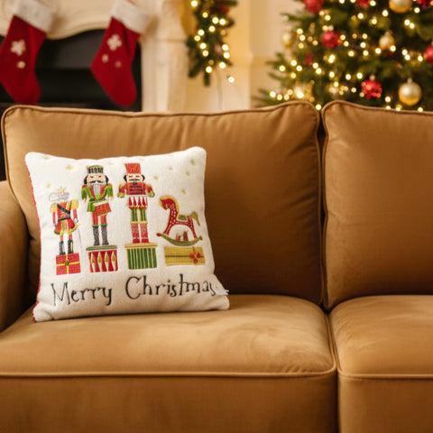 Merry Christmas Mouse And Pony  Cushion Cover | 45 x 45 cm