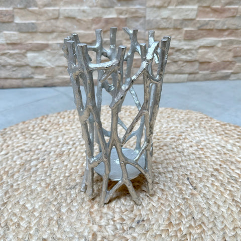 Large Silver Candle Holder