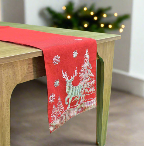 Christmas Deer Payette Table Runner | 14 x 72 inches