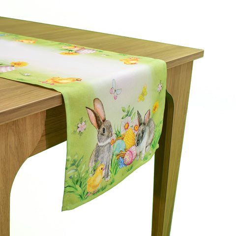 Bunnies & Eggs Easter Table Runner | 16 x 72 inches