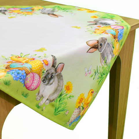 Bunnies & Eggs Easter Table Topper | 54 x 54 inches
