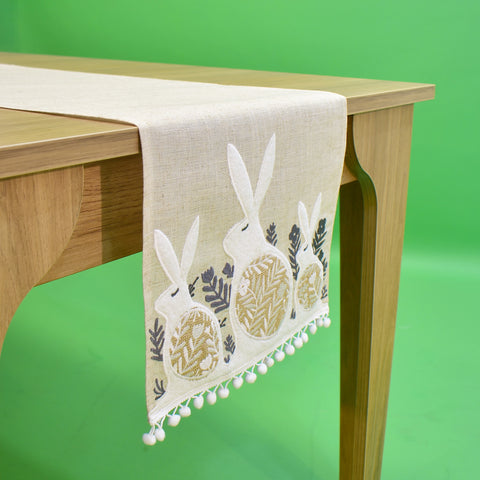 Easter Bunnies Linen Table Runner | 14 x 72 inches