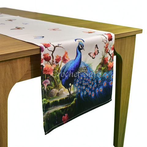 Colorful Blue Peacock Runner | 40 X 180 CM