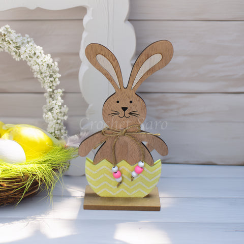 Wooden Beige & Yellow Bunny