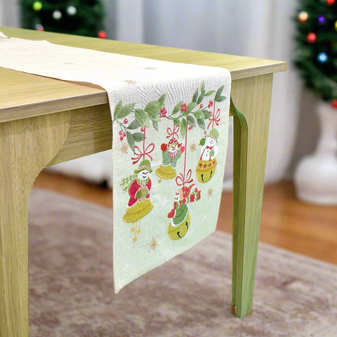 Hanging Snowman Table Runner | 14 x 72 inches