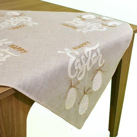 Happy Easter Linen Square Table Topper | 36 inches