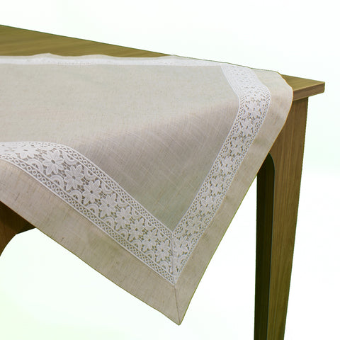 Linen-Like Classic Lace Table Topper | 36 inches
