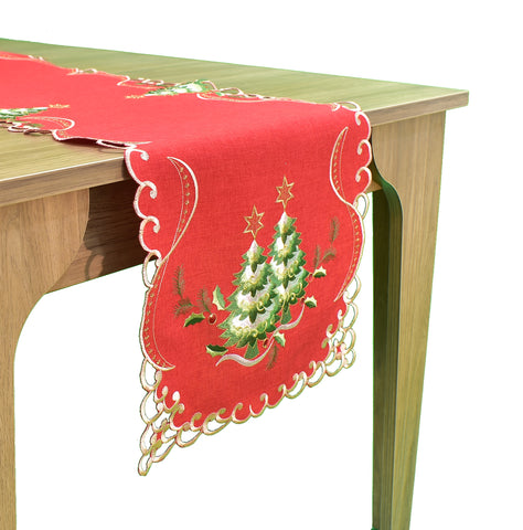 Christmas Tree Cutwork Table Runner | 16 x 72 inches