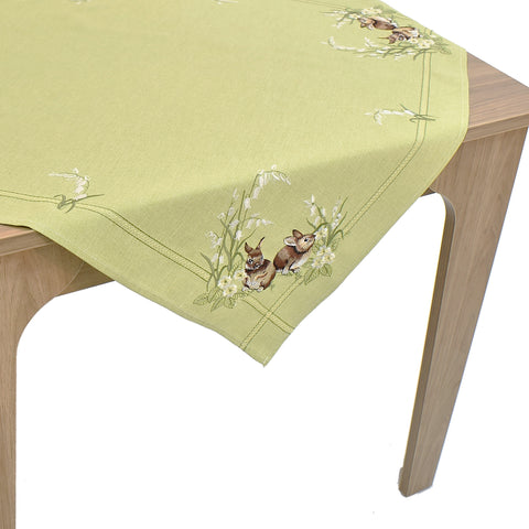 Easter Rabbit Green Table Topper | 36 x 36 inches