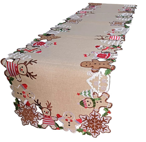 Christmas Gingerbread Man Table Runner | 16 x72 inches
