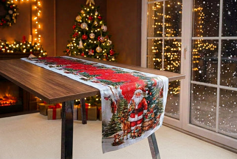Santa Claus With Animals Table Runner | 16 x 72 inches