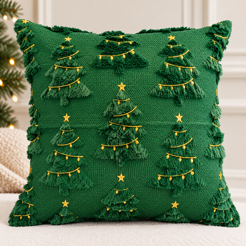 Festive Christmas Tree Cushion Cover- GREEN | 45 x 45 cm