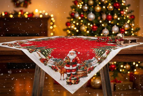 Santa Claus With Animals Table Topper | 36 inches