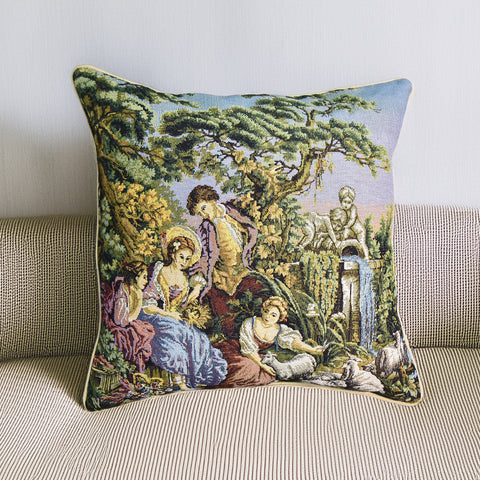 Romance By The Fountain Tapestry Cushion Cover | 45 x 45 cm