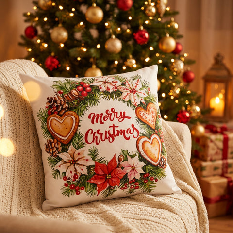 Holiday Wreath Cushion Cover | 45 x 45 cm