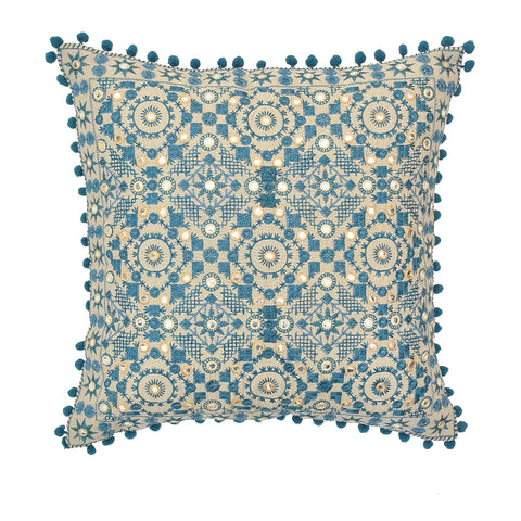 Blue Ethnic Embroidered Cushion Cover | 45 x 45 cm
