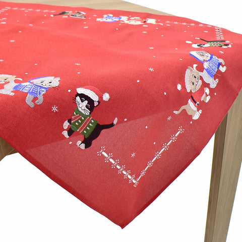 Christmas Cats Square Table Topper | 36 inches