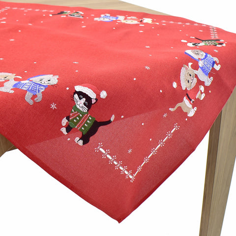 Christmas Cats Square Table Topper | 54 inches