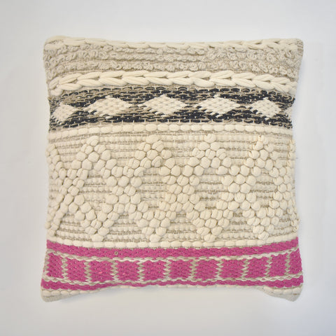 Pink & Beige Macrame Cushion Cover | 45 x 45 cm