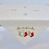 Christmas Stockings Square Table Topper | 54 inches