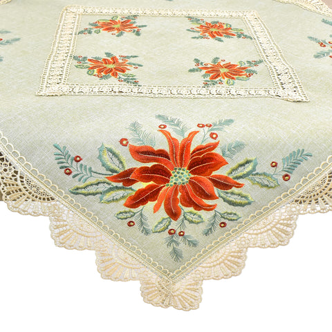 Poinsettia Lace Table Topper | 36 inches