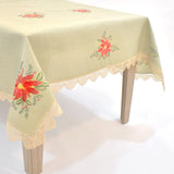 Poinsettia Lace Dining Table Topper | 72x126 inches