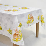 Easter Bunny & Chicks Dining Table Topper | 72x90 inches