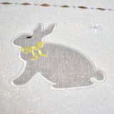 White Applique Bunnies Table Topper | 36 inches