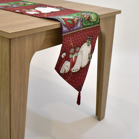 Christmas Snowman Tapestry Table Runner | 33 x 180 cm