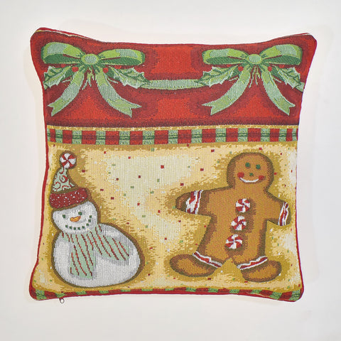 Christmas Gingerbread Cookie Tapestry Cushion Cover | 45 x 45 cm