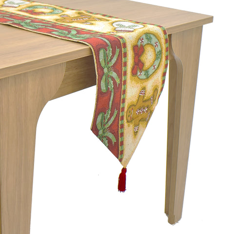 Christmas Gingerbread Cookie Tapestry Table Runner | 33 x 180 cm