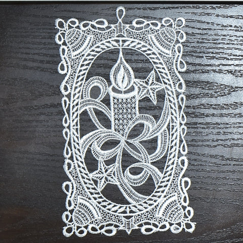 White Christmas Candle Doily | 5x10 inches