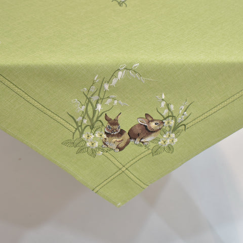 Easter Rabbit Green Square Table Topper | 54 inches