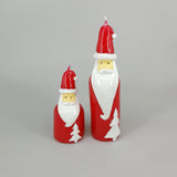 Decorative Red Christmas Santa with Tree Candle | Large
