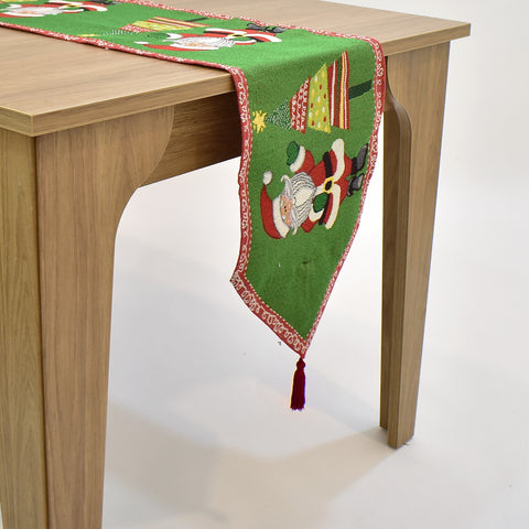Santa and Christmas Tree Tapestry Table Runner | 33 x 180 cm