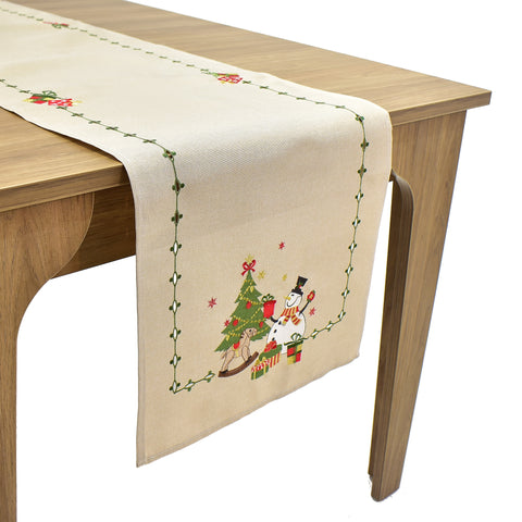 Snowy & Tree Christmas Table Runner | 16x72 inches