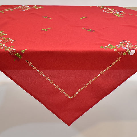 Red Merry Christmas Square Table Topper | 54 inches