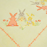 Yellow Applique Easter Bunny Dining Table Topper | 72x90 inches