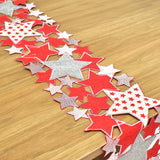 Grey & Red Christmas Stars Table Runner | 8 x 64 inches